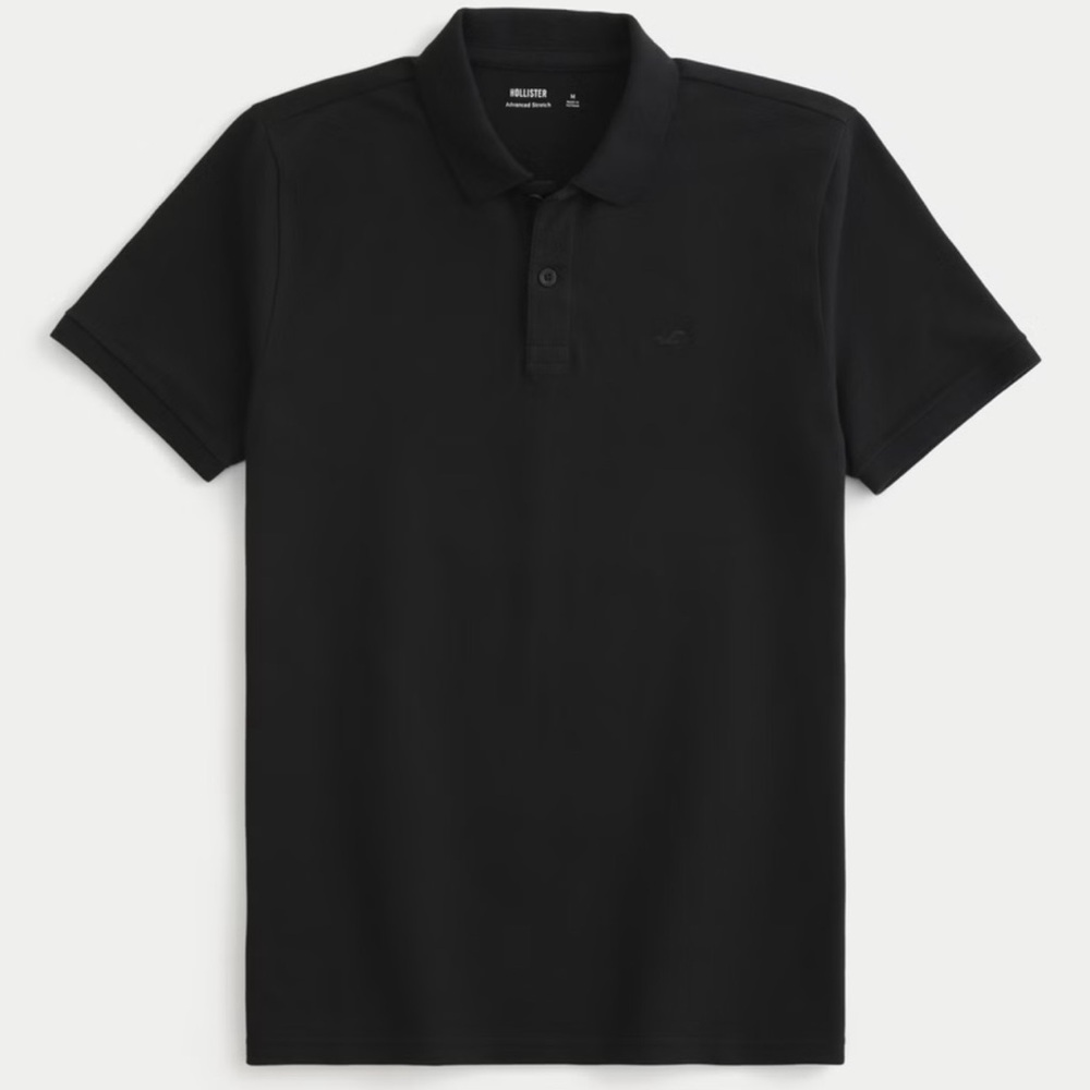 SET OF 2 - Hollister Black & Gray Slim Polo Shirt Classic Design